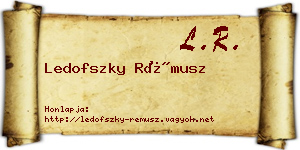 Ledofszky Rémusz névjegykártya